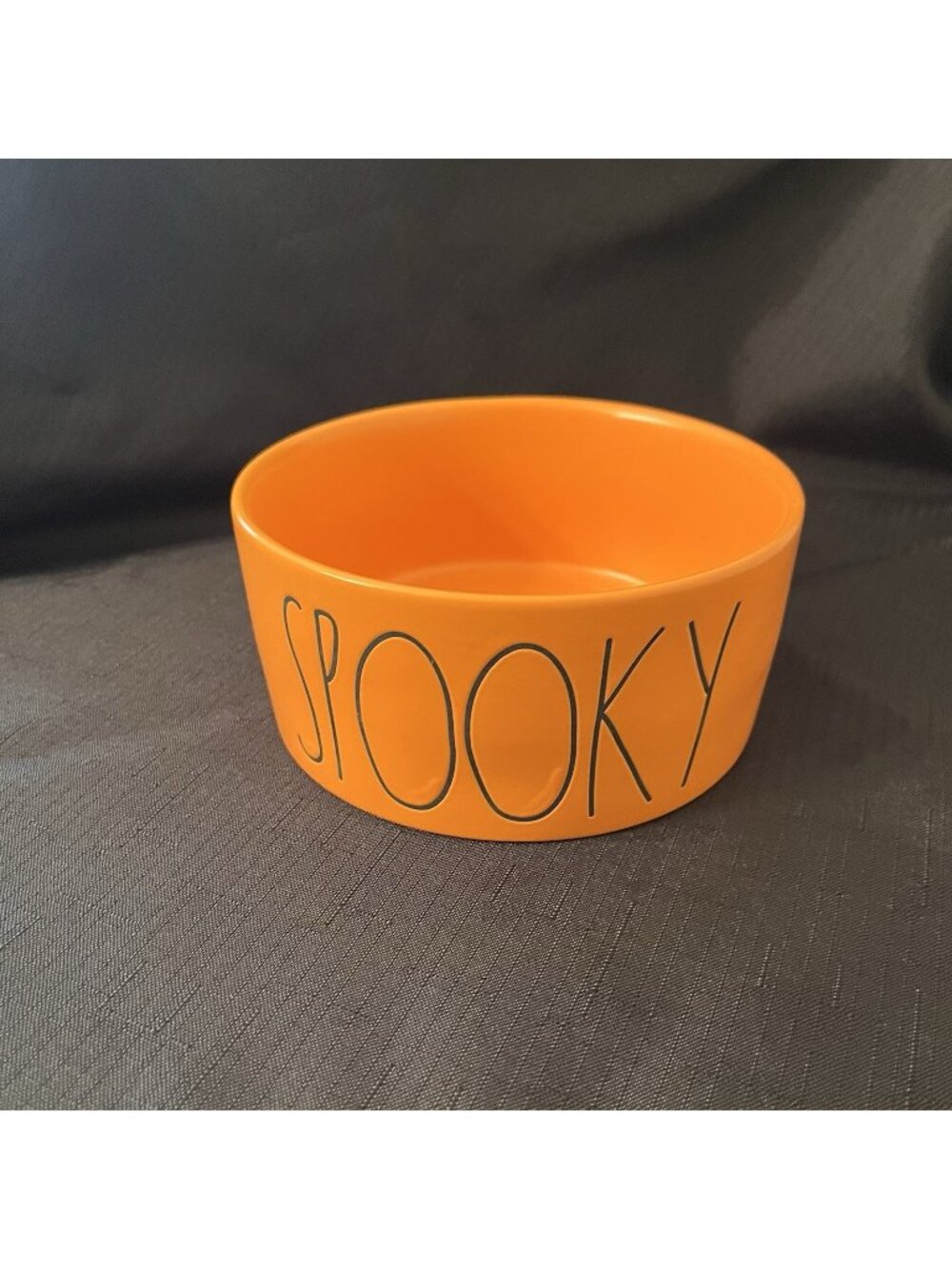 Rae Dunn Orange Halloween SPOOKY Dog Bowl Dish 5 x 3
